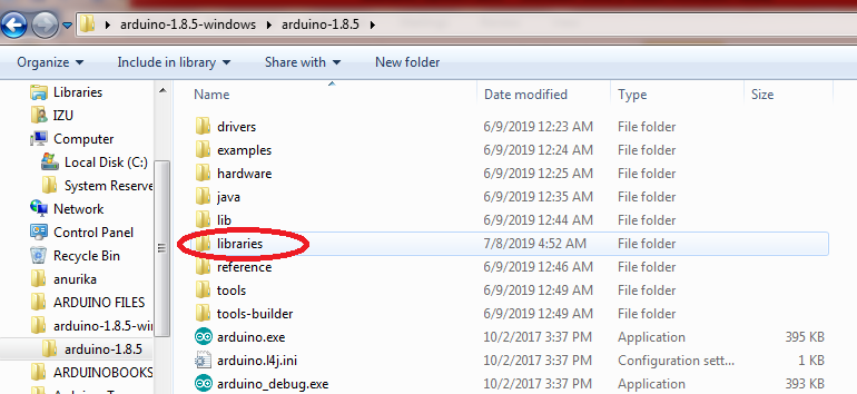 arduino library files